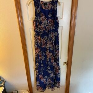 Greylin Blue and Gold Sleeveless Maxi Sundress - EUC